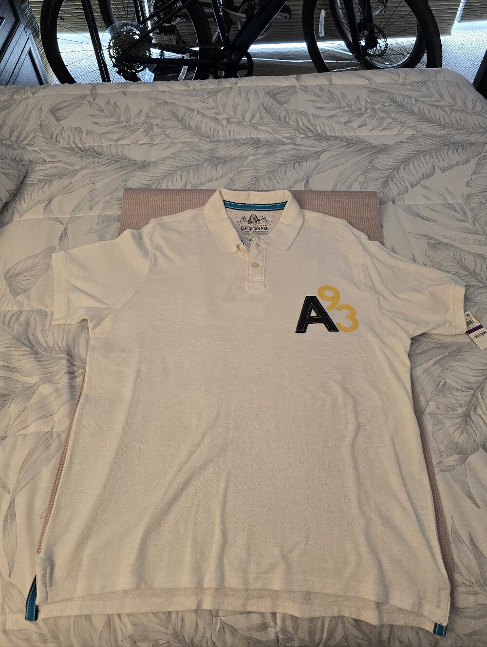 American Rag CIE Men's White Polo Rugby Shirt. American Flag. XXL. NWT.